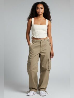 Moon River Cream Corset Crop Top with Wide Straps